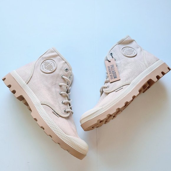 Palladium Workwear Sahara Desert Tan Beige Combat Lace Up Boots W's 10 / M's 8.5 - Picture 1 of 10